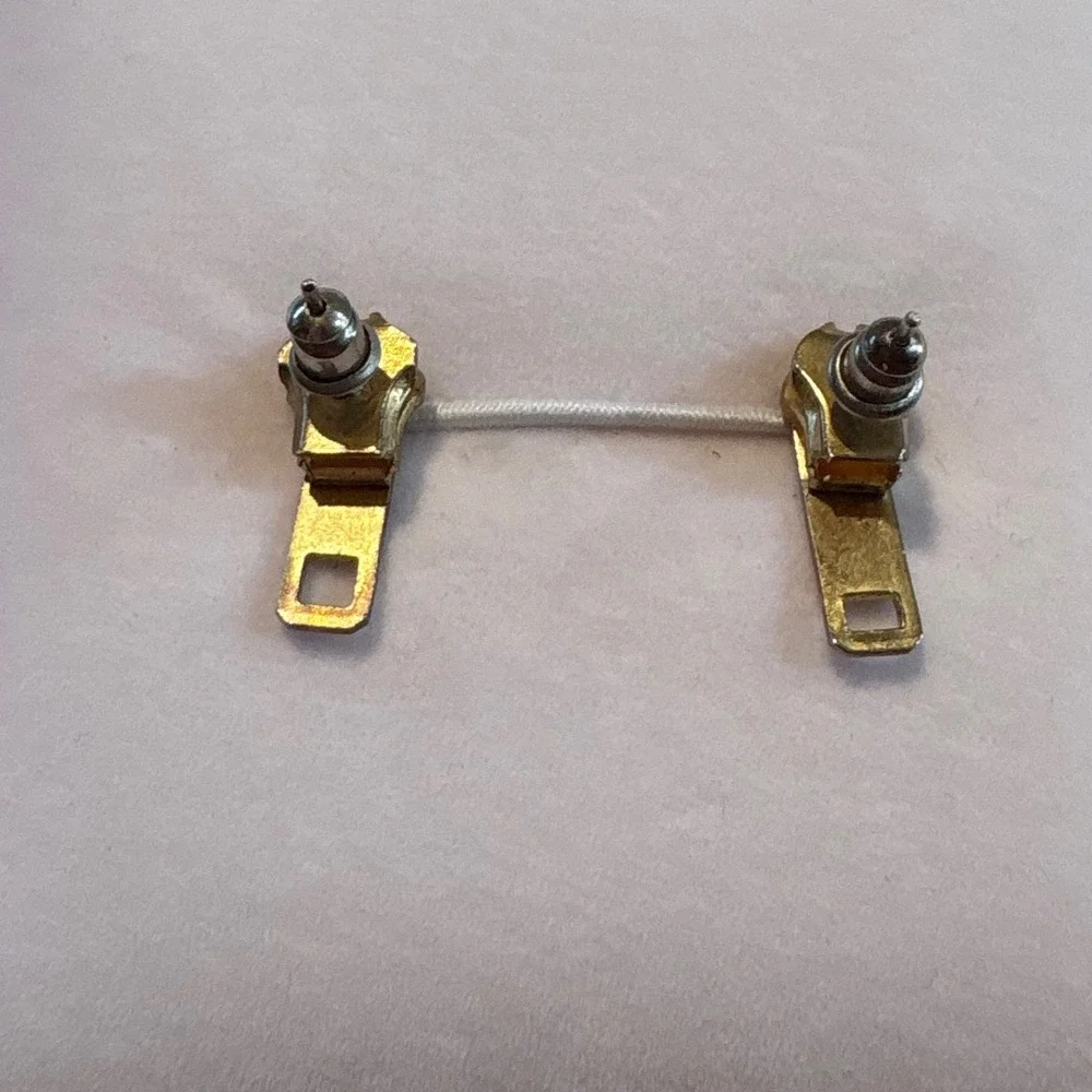 1990s Gold Tone Zipper Pull Stud Earrings Industrial Punk Hardware Jewelry